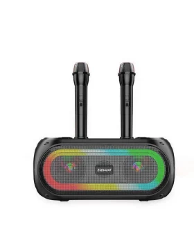 Ηχείο επαναφορτιζόμενο Karaoke σε Μαύρο Χρώμα USB/Bluetooth με δύο ασύρματα μικρόφωνα  ZQS4247