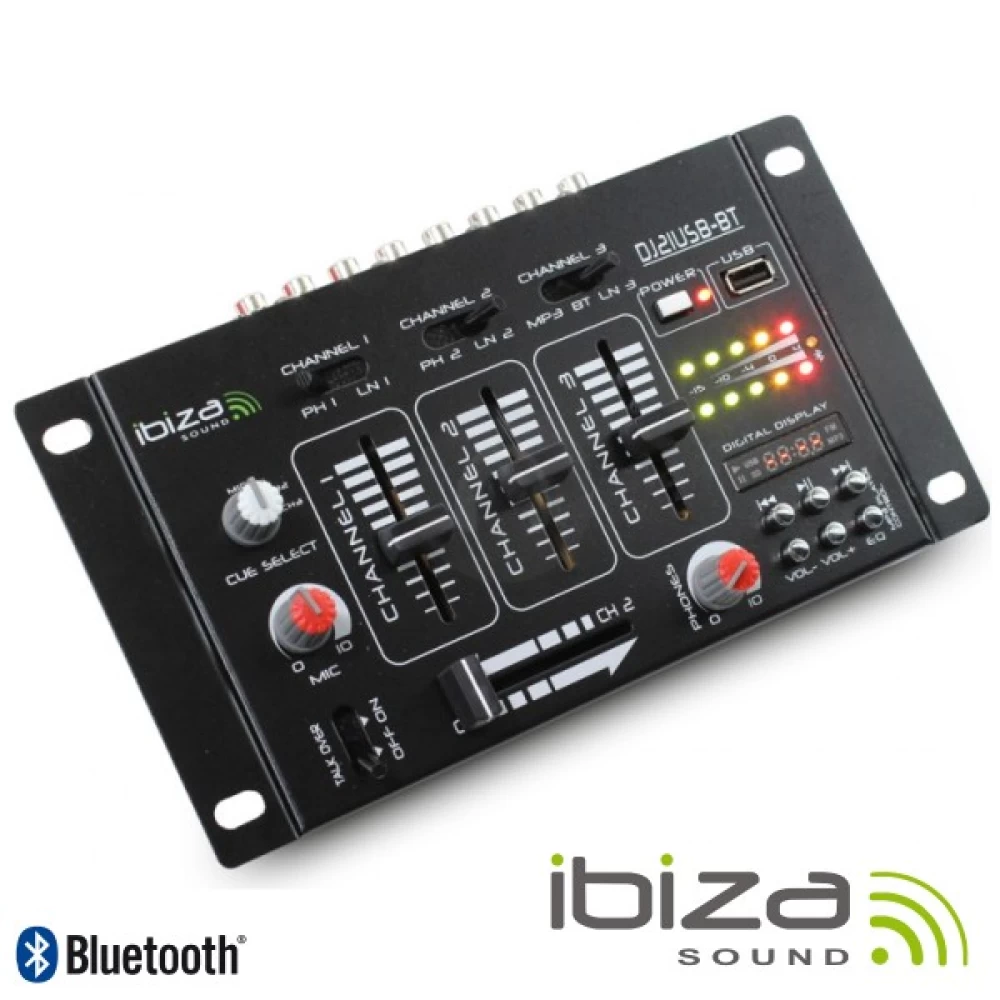 Μίκτης ήχου 4 κανάλια Ibiza USB & Bluetooth DJ-21USB-BT