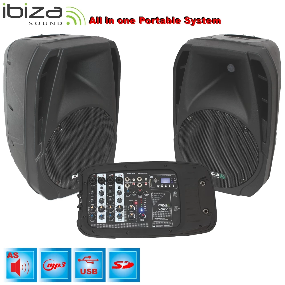 Σύστημα φορητό ηχείων Ibiza 300W COMBO210
