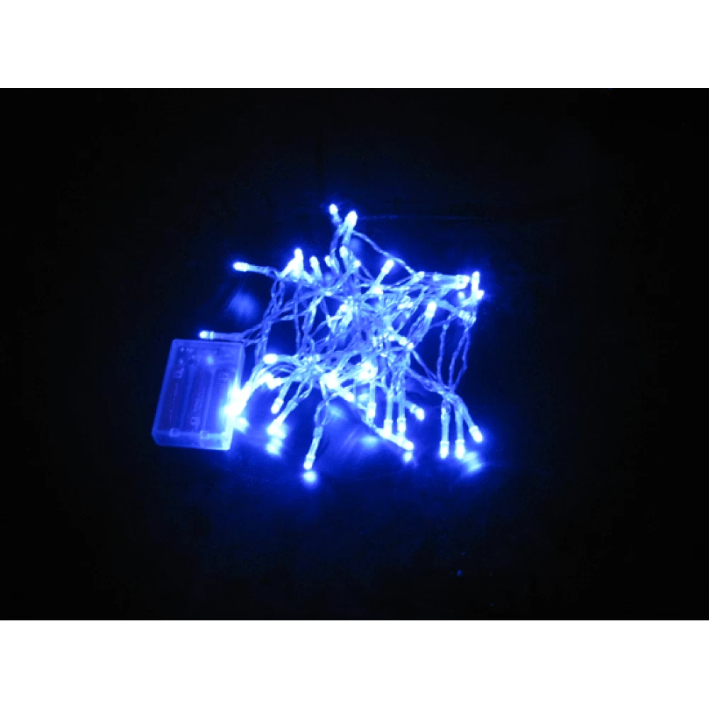 Λαμπάκια 50Led μπαταρίας διάφανο-μπλέ bat-blue-50