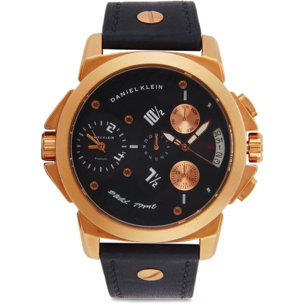 Ρολόι χειρός διπλής ώρας Daniel Klein χρυσο με λουρακι DK10185-5