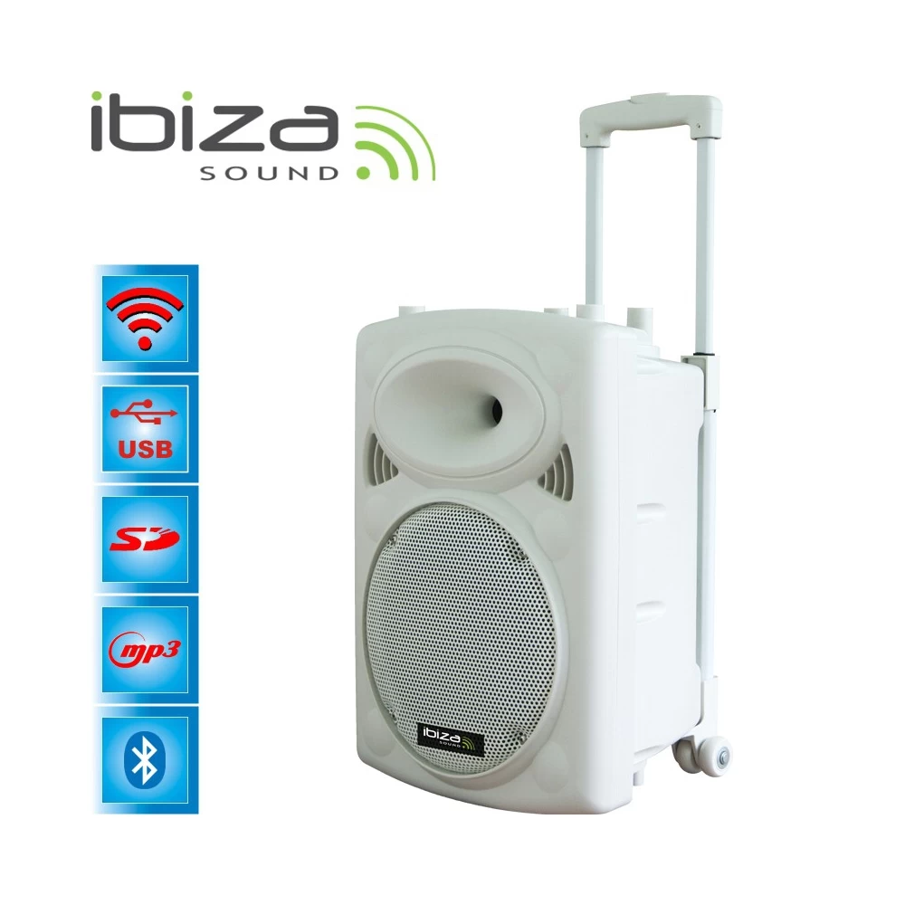Φορητό Σύστημα αυτόνομο Karaoke   Ibiza  PA USB-MP3 & Bluetooth  PORT8VHF-BT-WH