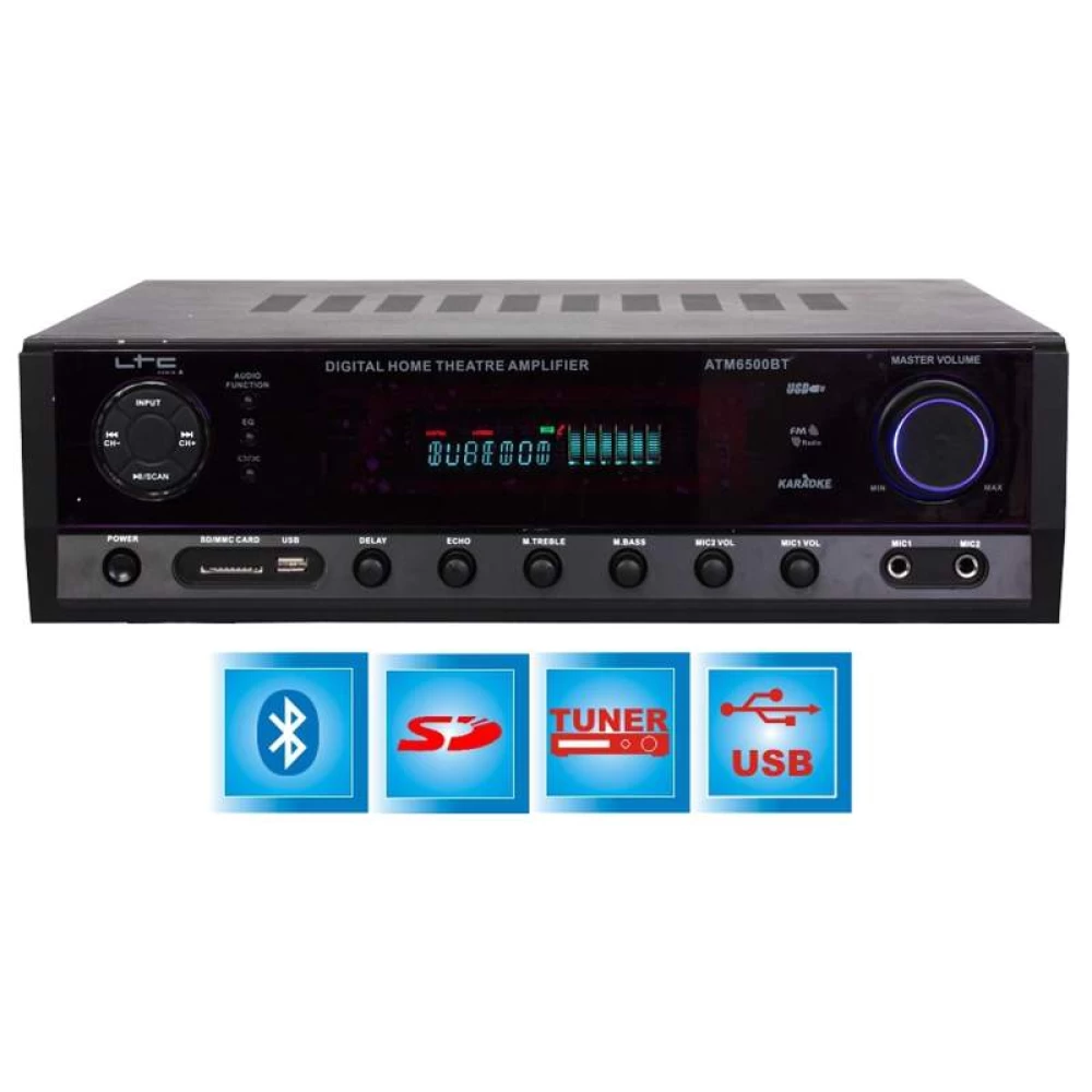 Ενισχυτής Hi-Fi 2x50W KARAOKE με Ραδιόφωνο FM & Bluetooth /Usb ATM6500BT 