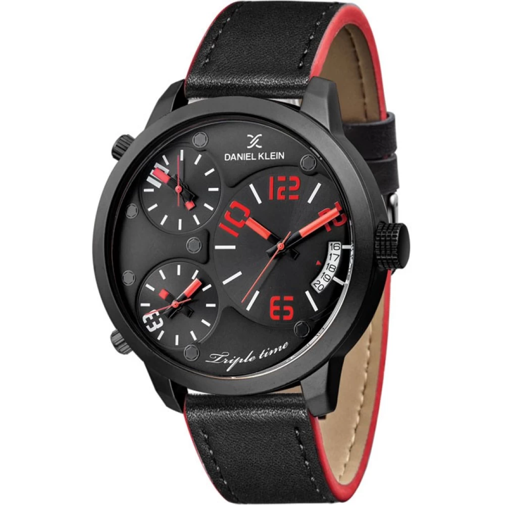 Ρολόι χειρός  μαύρο τριπλής ώρας Daniel Klein με λουρακι DK10814-3