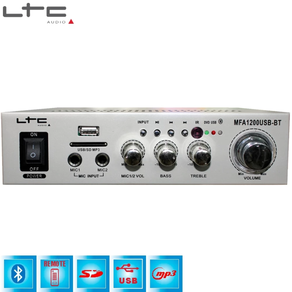 Ενισχυτής Karaoke 2x50watt bluetooth  LTC MFA-1200USB-BT-SI
