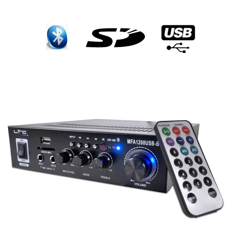 Ενισχυτής Karaoke 2x50watt bluetooth LTC MFA-1200USB-BT-Black
