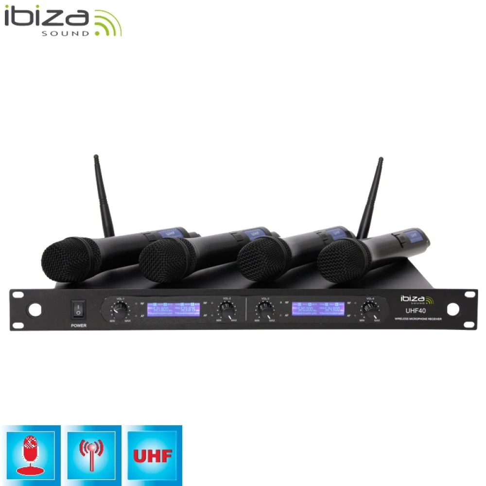 Ασύρματα 4 μικρόφωνα Uhf Ibiza UHF40