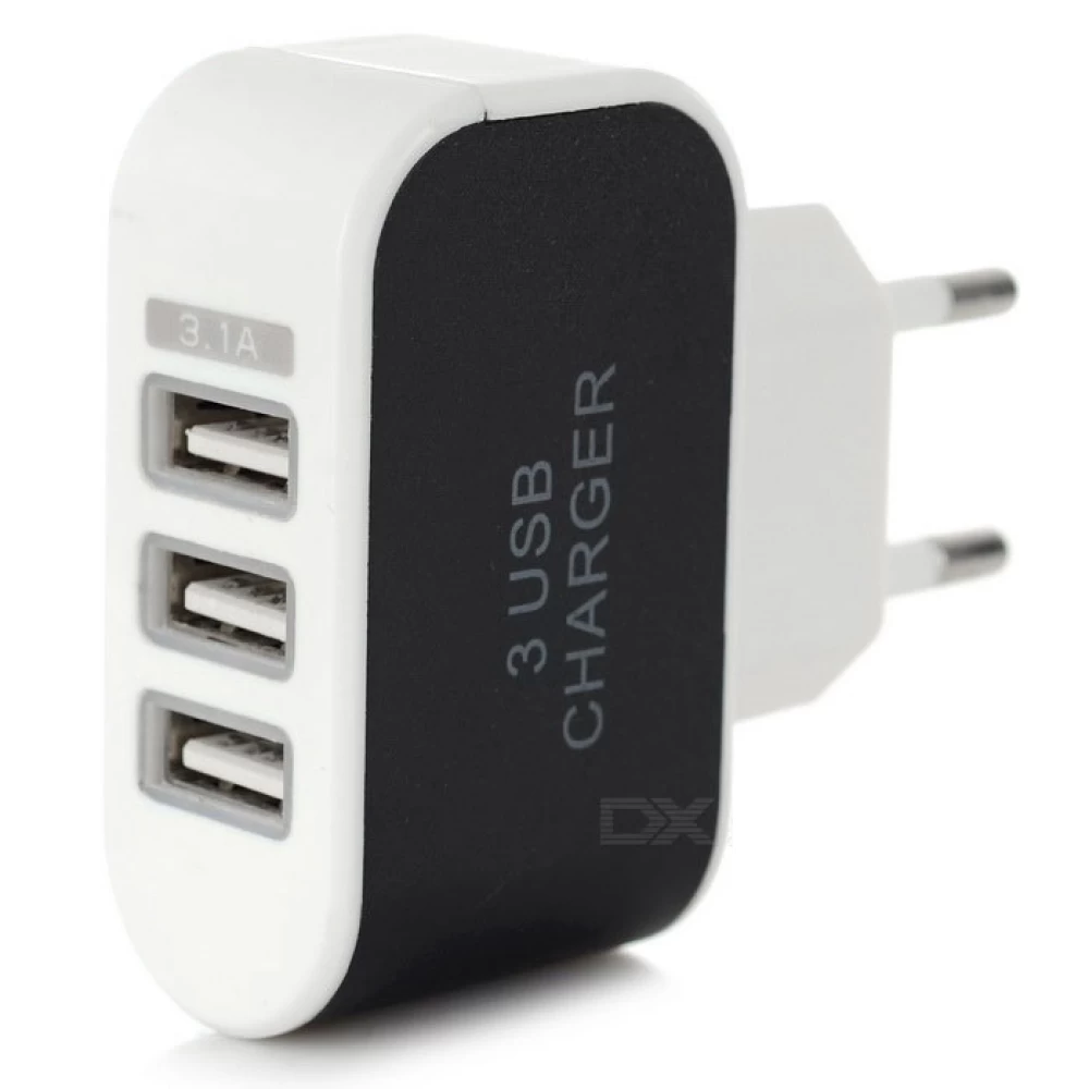 Φορτιστής USBx3  3.1 ampere EU Plug 5V
