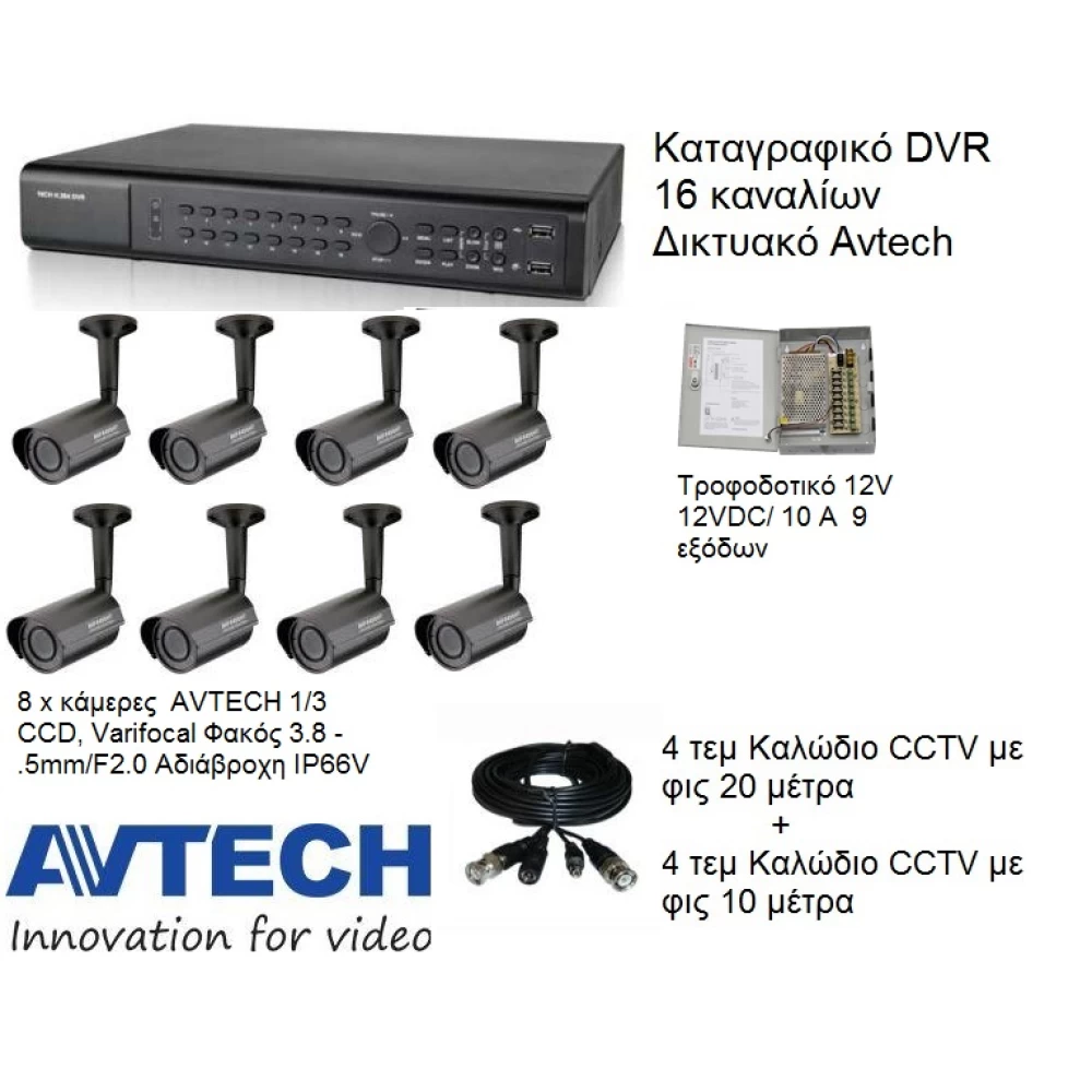 Πλήρες σέτ κλειστού κυκλώματος  Avtech  1:8 pros-465