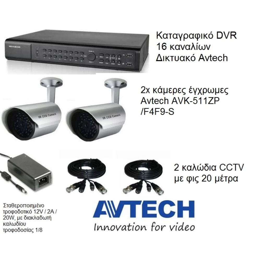 Πλήρες σέτ κλειστού κυκλώματος Avtech 1:2 pros-464