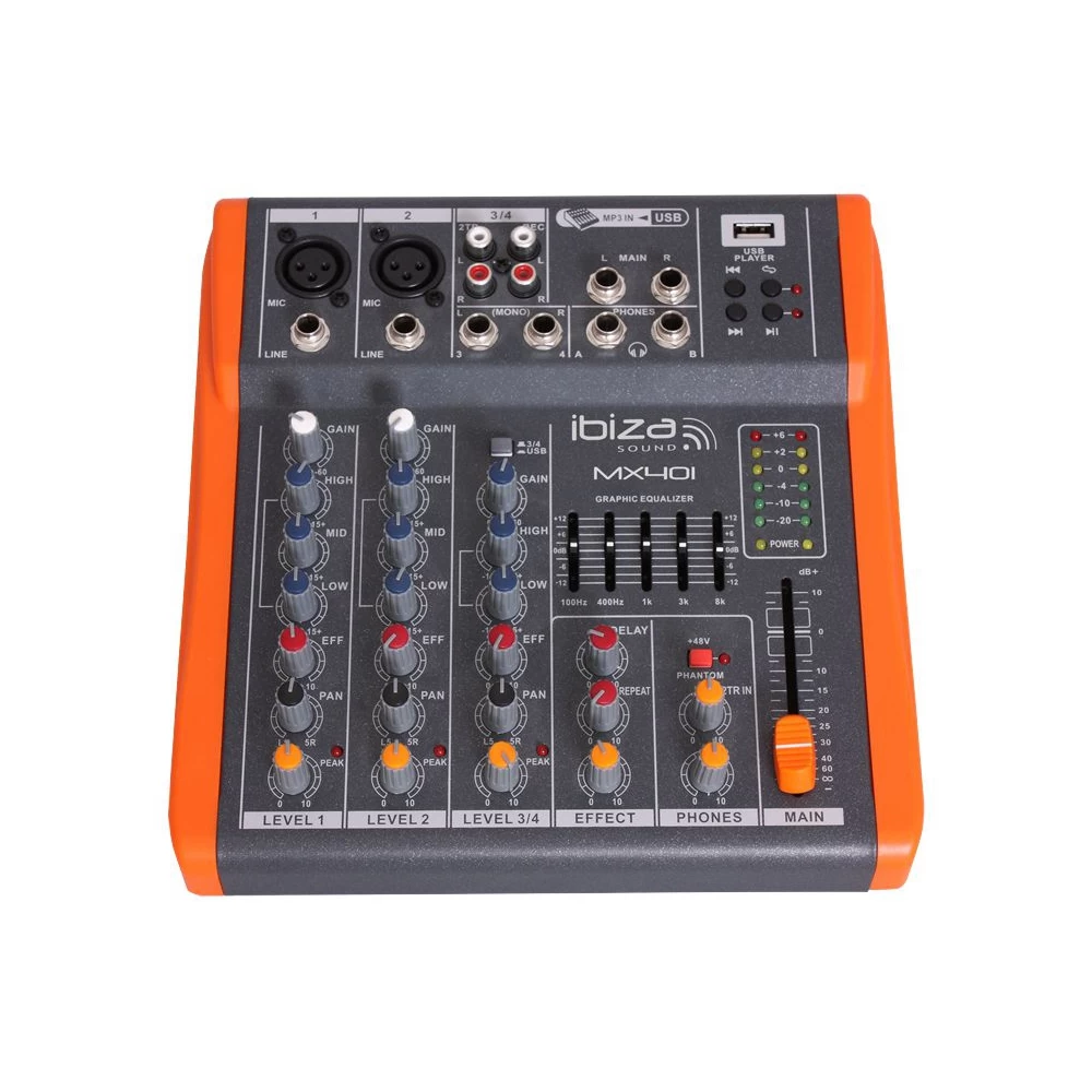 Μίκτης-κονσόλα ήχου Ibiza  4 καναλιών Usb MX401 