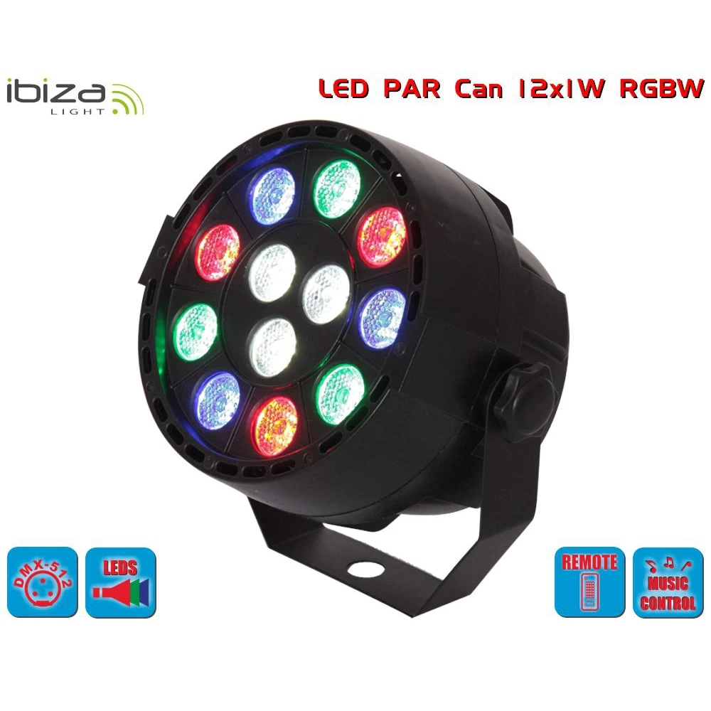 Φωτορυθμικό RGB DMX 12 x1watt Flat led Ibiza PAR-MINI-RGBW