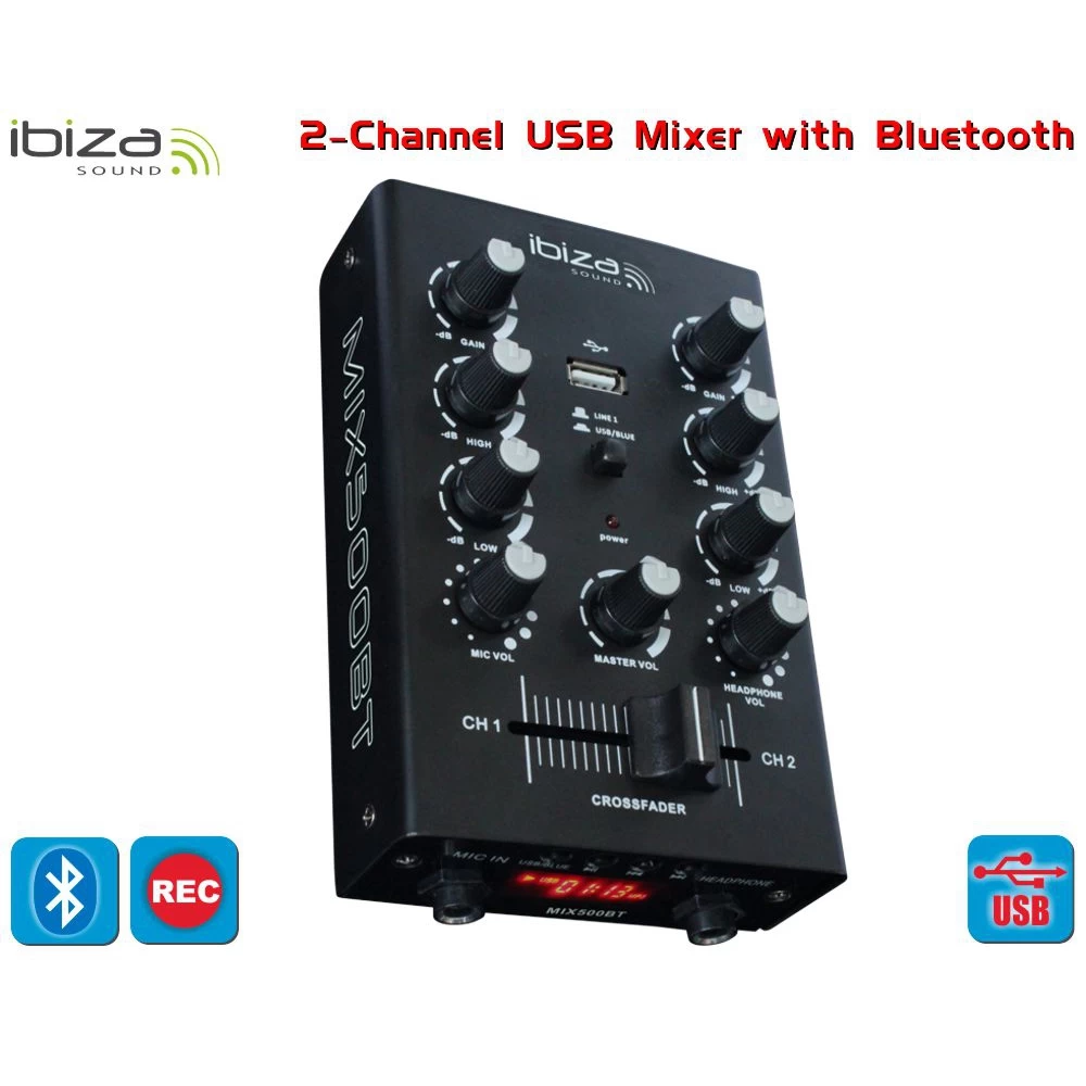 Μίκτης ήχου 2 καναλιών Usb/Bluetooth  ibiza MIX500BT 