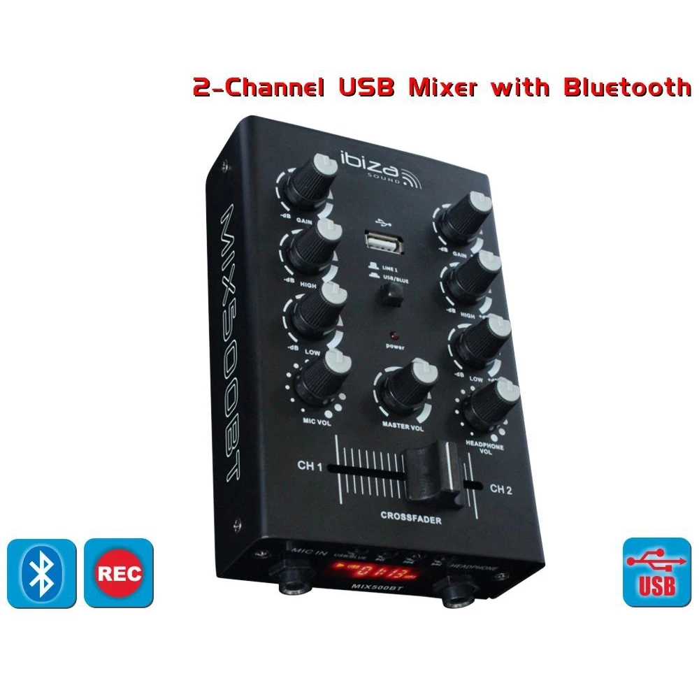Μίκτης ήχου 2 καναλιών Usb/Bluetooth  MIX500BT  (DJ-MIX2BT)