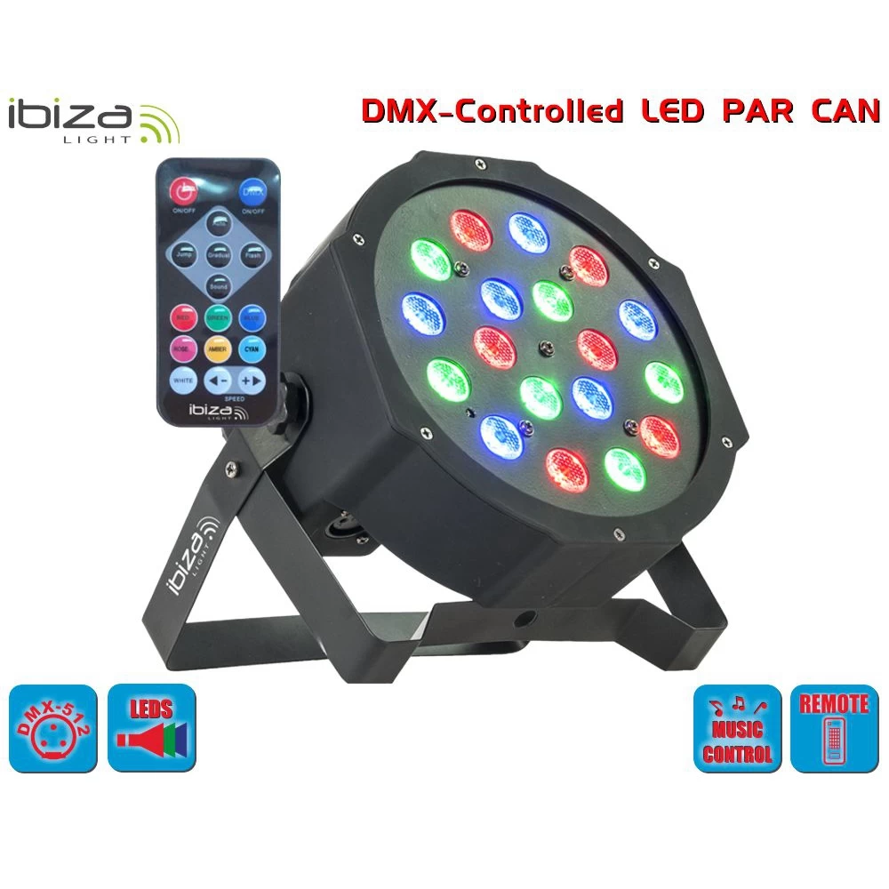 Φωτορυθμικό RGB DMX 18 Flat led disco Ibiza PARLED181 