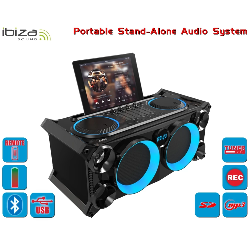 Φορητό αυτόνομο ηχοσύστημα 120watt Bluetooth, USB, SD & FM Tuner SPLBOX200-BK