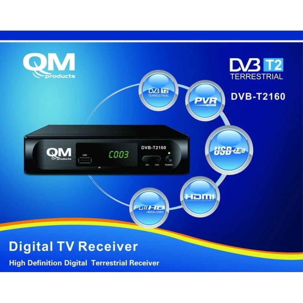 Επίγειος ψηφιακός δέκτης Full High Definition MPEG4 QM DVB-T2160