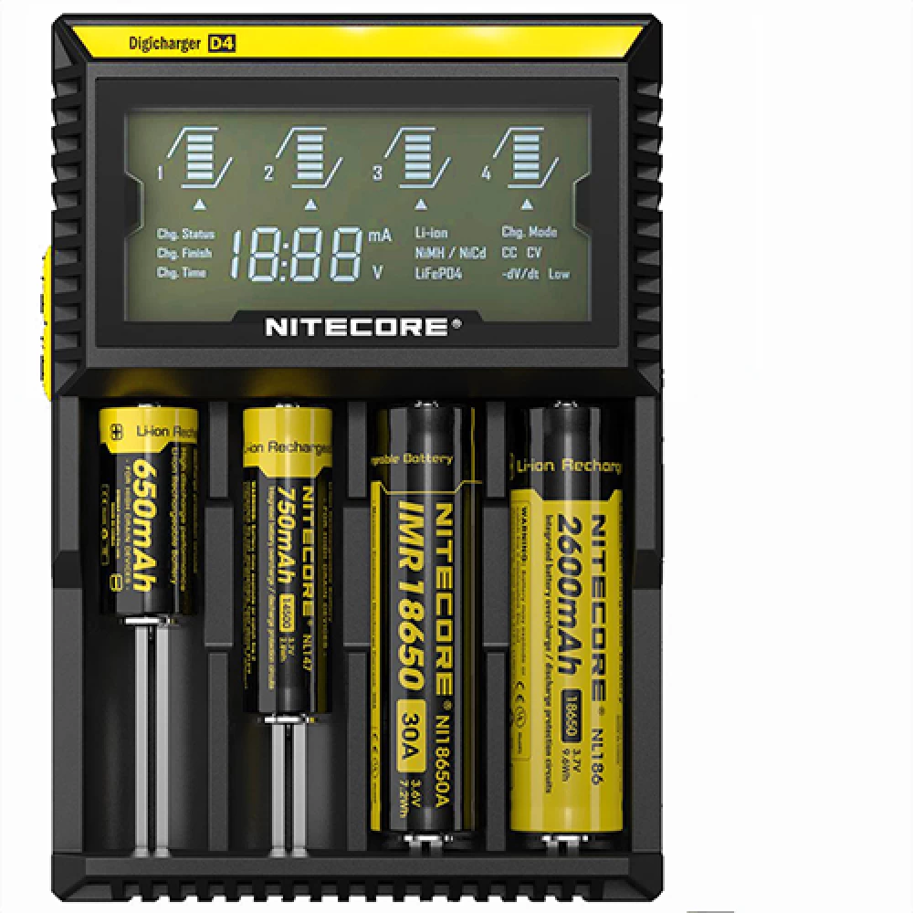 Ψηφιακός φορτιστής τετραπλός Li-ion, Ni-MH & Ni-Cd Nitecore D4
