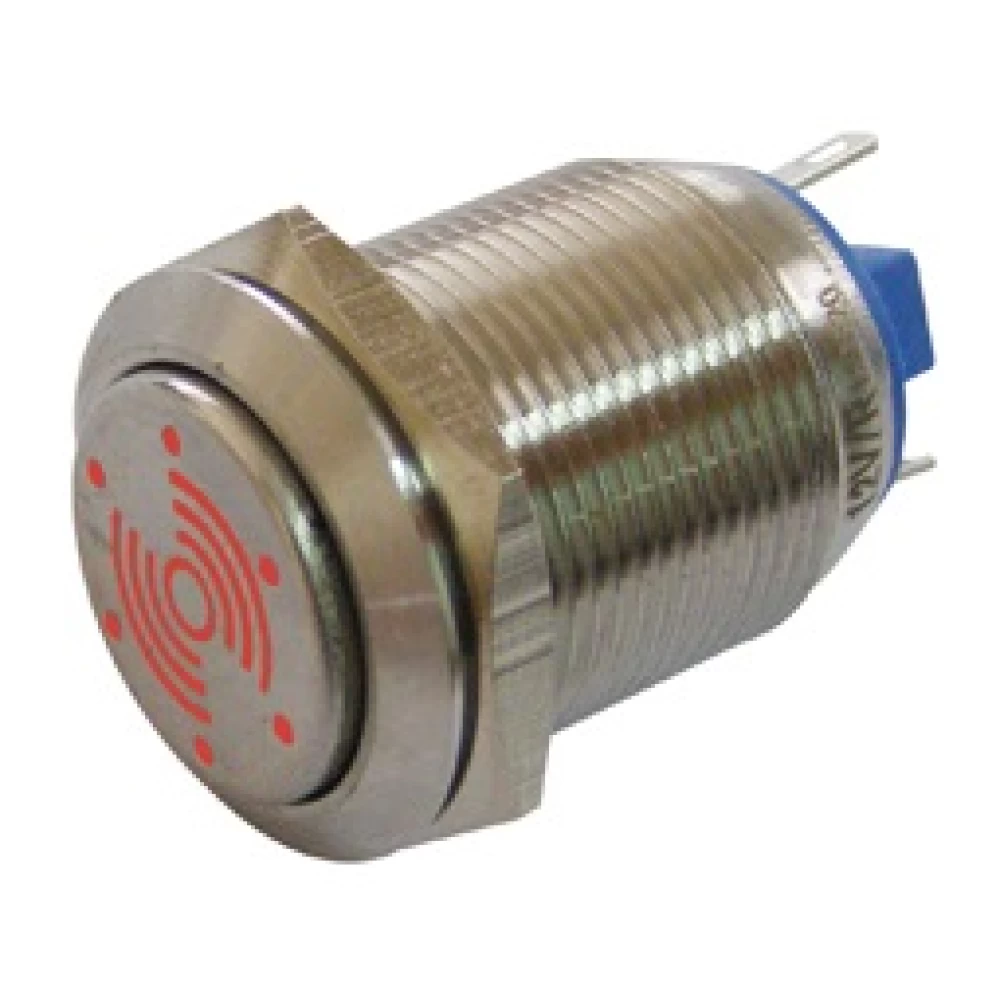  Σειρήνα buzzer φωτιζόμενο Φ19 12VDC  Led κόκκινο IP50 HBGQ19 DHE 