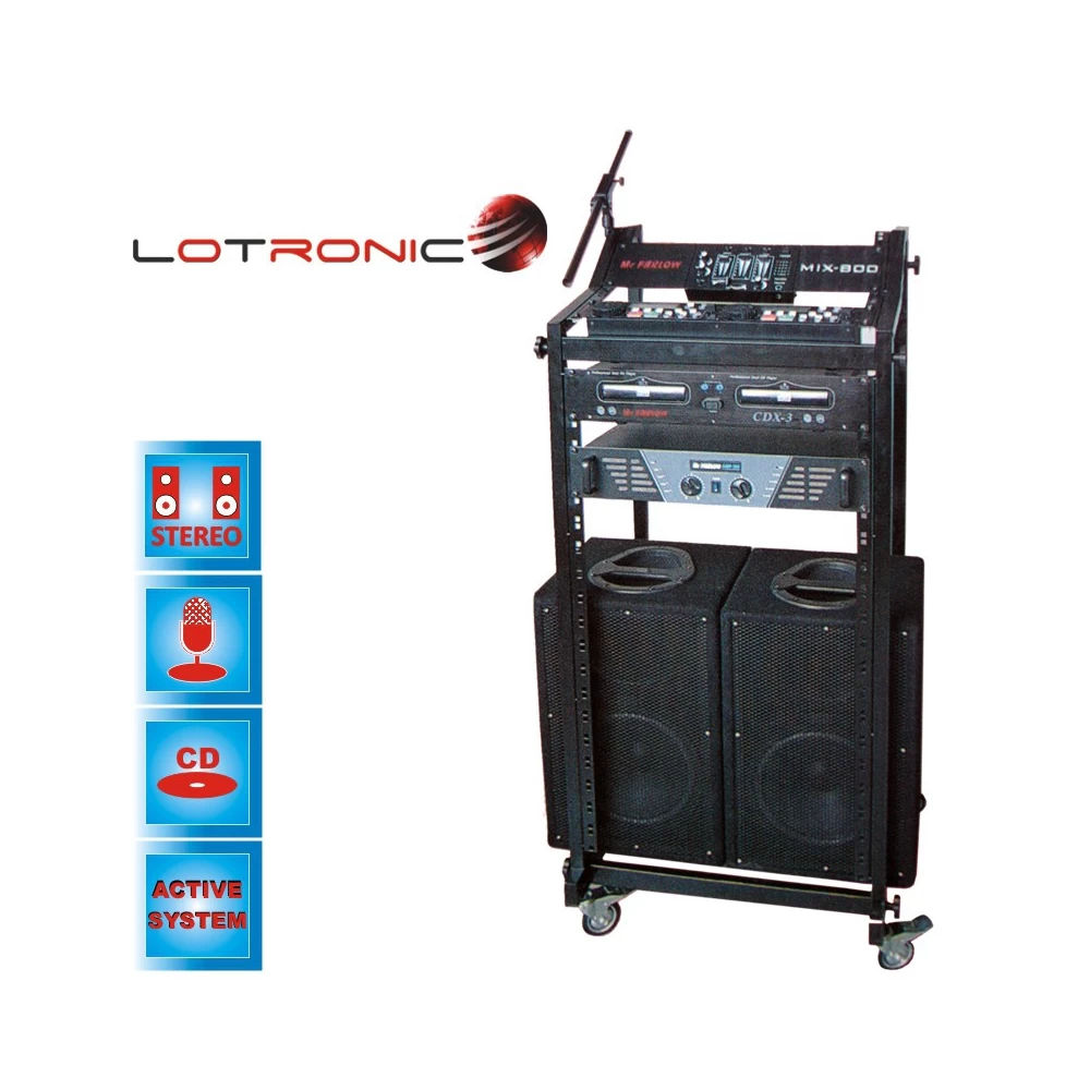 Σούπερ  DJ Set 2 x 240W RMS σε rack Lotronic DJ-800