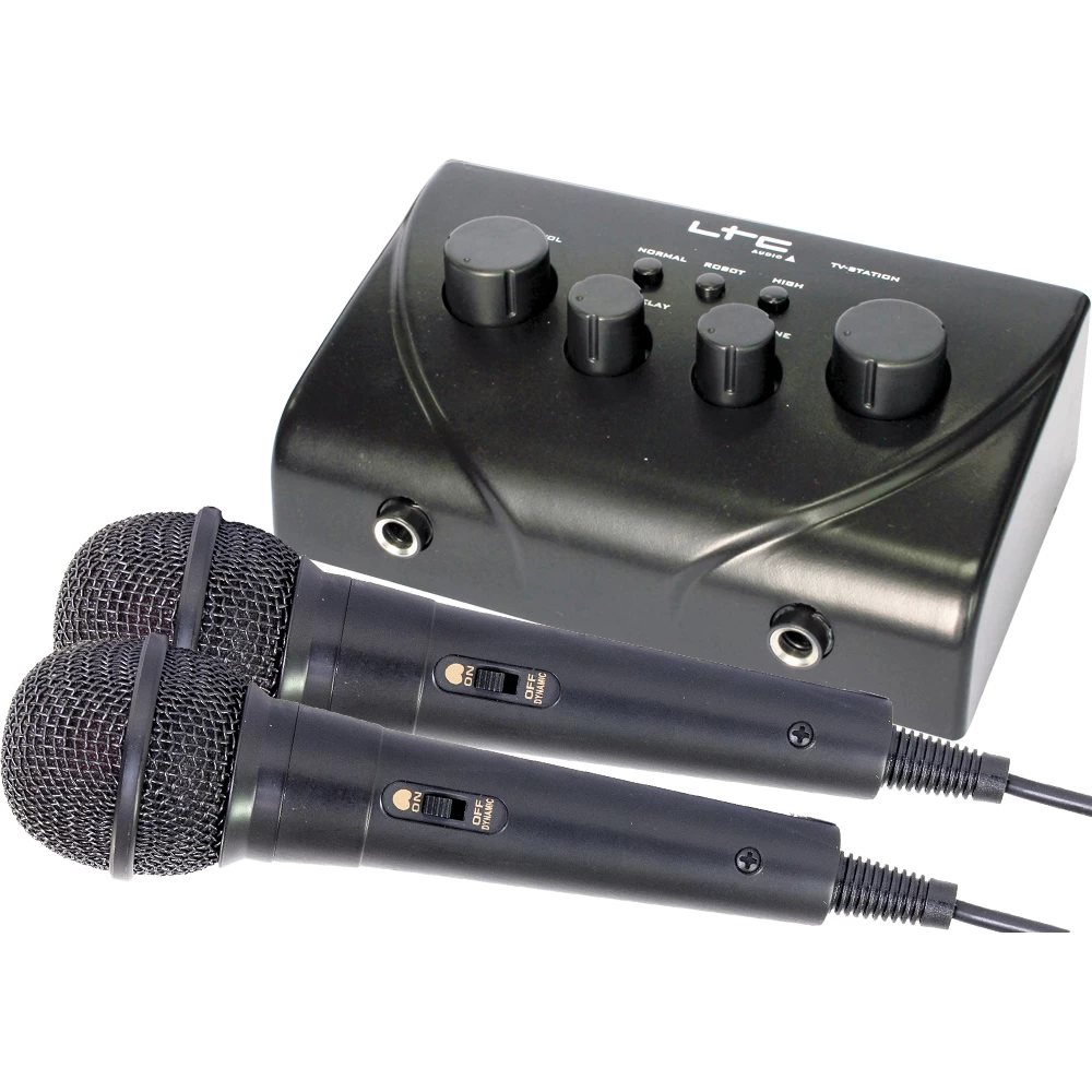 Μίκτης-Προενισχυτής με 2 Μικρόφωνα για KARAOKE LTC TV-STATION-2