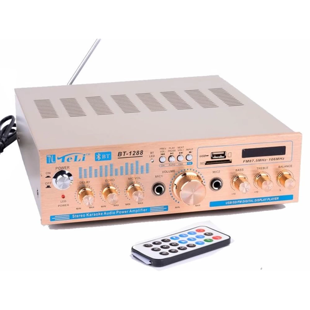 Ραδιοενισχυτής Stereo 2x80 Watt Bluetooth Usb/Sd Karaoke BT-288A-1288A