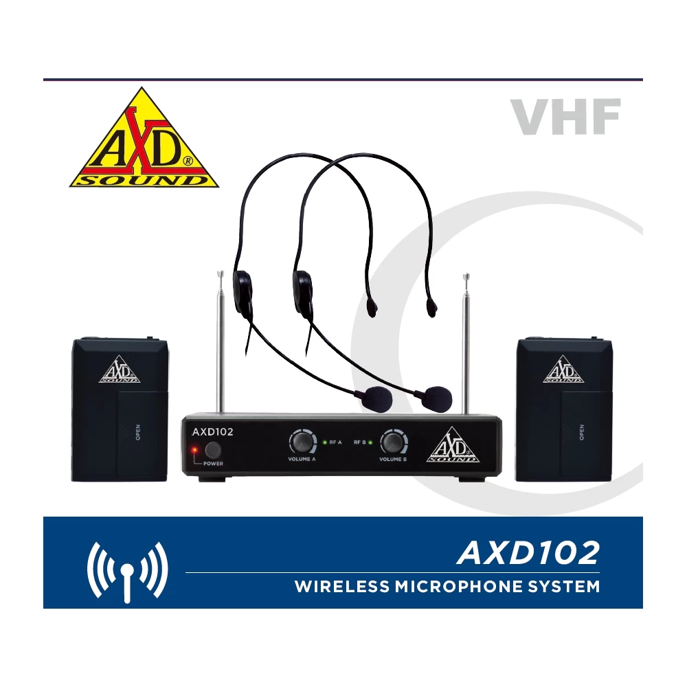 Ασύρματο Μικροφωνικό σύστημα VHF με 2 μικρόφωνα κεφαλής AXD-102