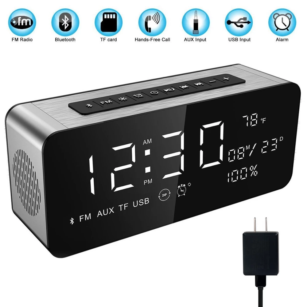 Επιτραπέζιο ρολόι -ξυπνητήρι Led Bluetooth/USB BC-33