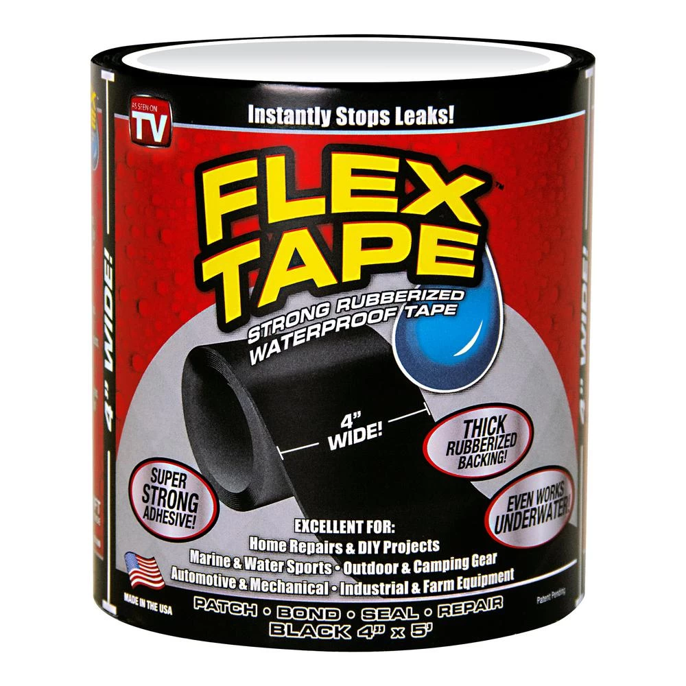 Aυτοκόλλητη αδιάβροχη μονωτική μαύρη ταινία καουτσουκ Flex tape 4'' 