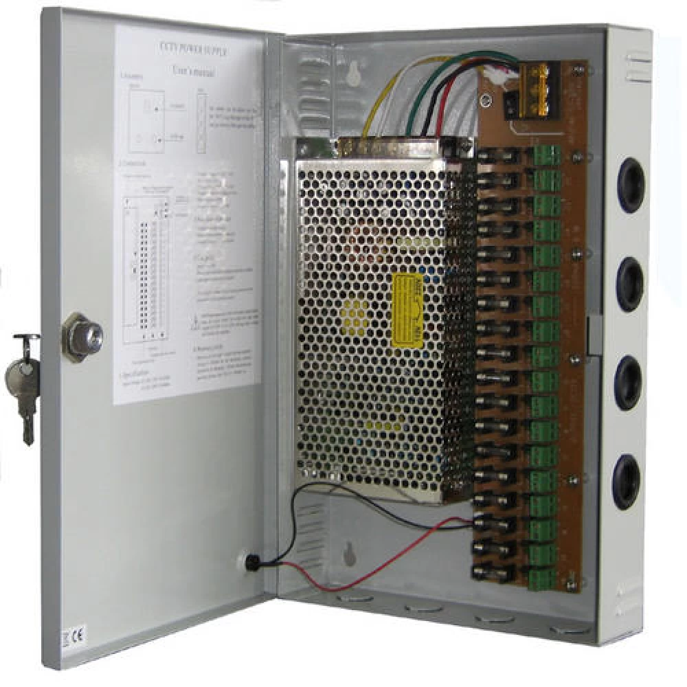 Σταθεροποιημένο τροφοδοτικό 12V / 10A / 120W, 18 εξόδων, ANGA CP1209-10A-18