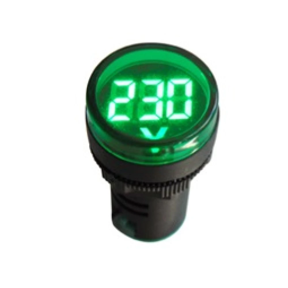 Βoλτόμετρο πίνακος ψηφιακό βιδωτό Φ22 με LED πράσινο AC AD22-22DSV