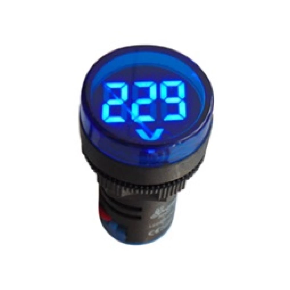 Βoλτόμετρο πίνακος ψηφιακό βιδωτό Φ22 με LED μπλέ AC  AD22-22DSV