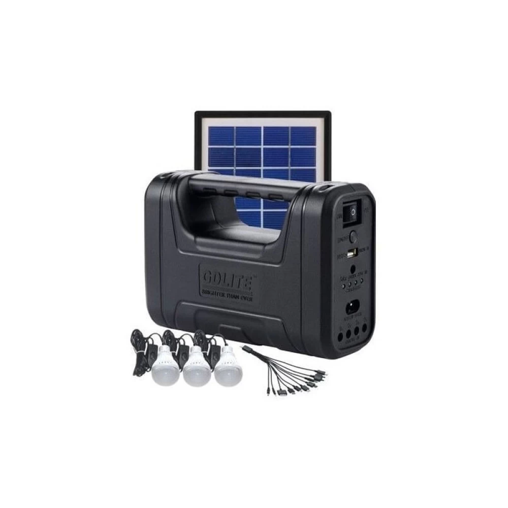 Ηλιακό σύστημα φωτισμού & φόρτισης με panel, μπαταρία, φακό & 3 λάμπες LED GD-8017