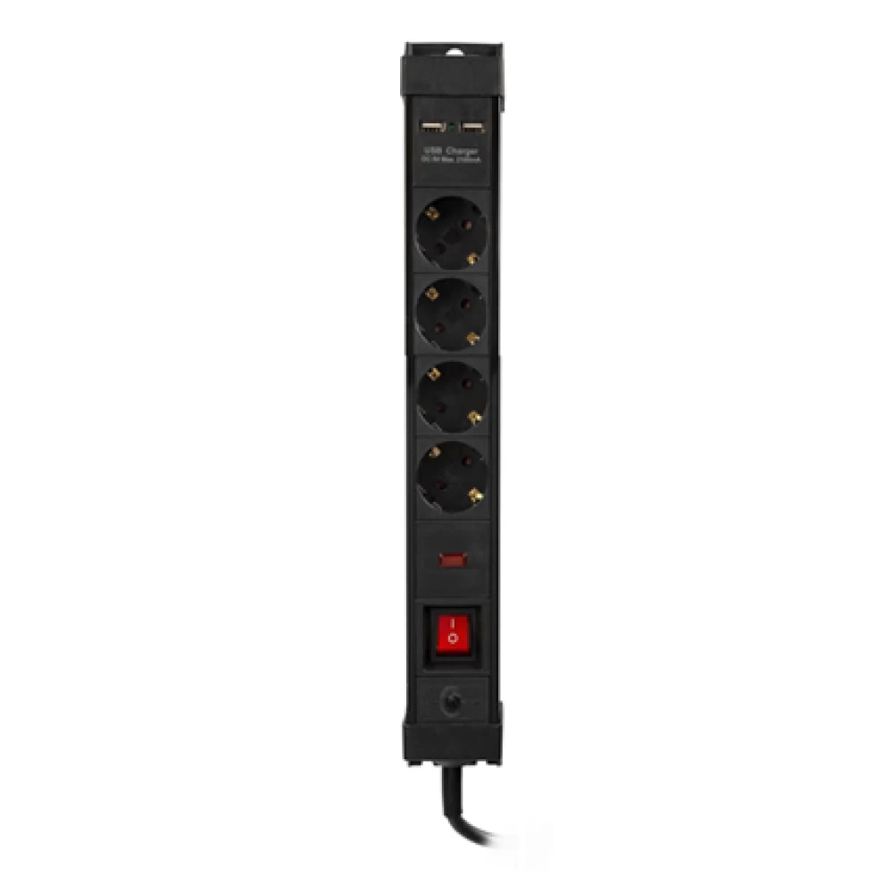 Πολύπριζο Ασφαλείας 4 θέσεων Σούκο και 2x USB φόρτισης SP-04S-USB 