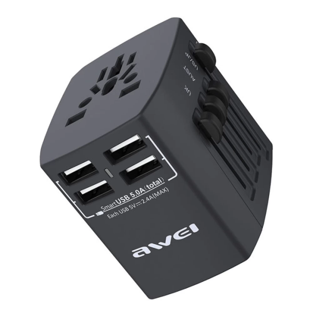 Παγκόσμιος Φορτιστής ταξιδίου με 4 USB Awei C-36  