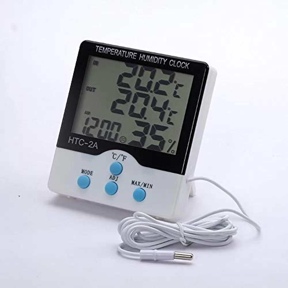 Θερμόμετρο -υγρασιόμετρο ψηφιακό έσω-έξω & ρολόι HTC-2A