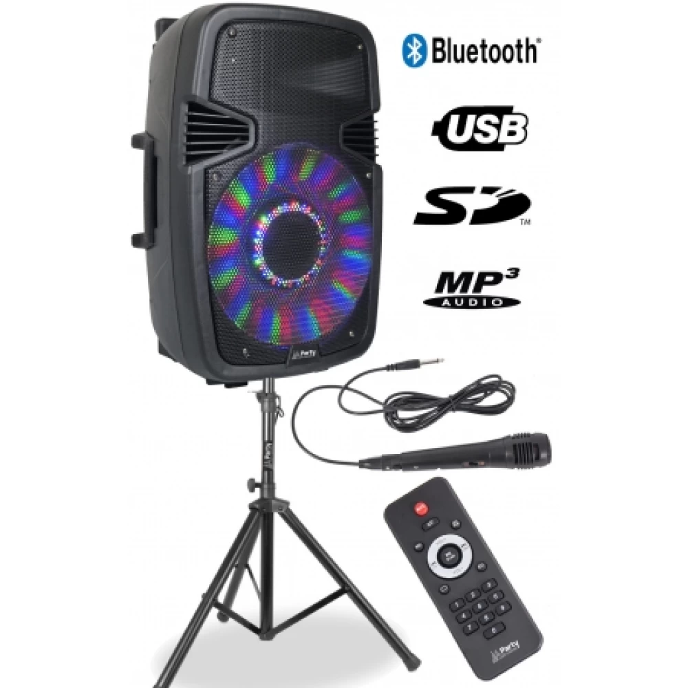 Φορητό αυτόνομο ηχοσύστημα με μικρόφωνο Usb/bluetooth karaoke 15''/38cm 800W Party Sound  PARTY-15PACK