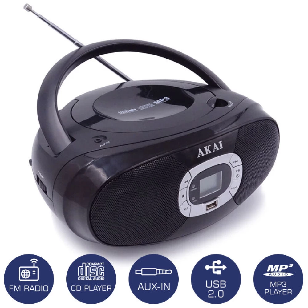 Φορητό HiFi με ραδιόφωνο, CD, USB και Aux-In Akai BM004A-614