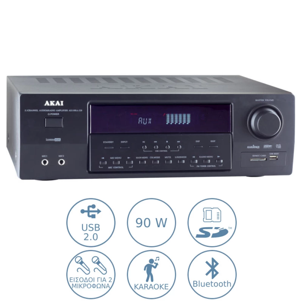 Ραδιοενισχυτής karaoke με Bluetooth και USB – 90 W Akai AS110RA-320BT