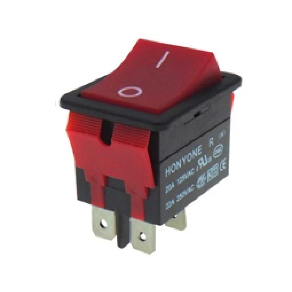 Διακόπτης rocker αδιάβροχος 4P Χ/Λ ON-OFF 22A/250V IP65 ΚΟΚ. LR210 HNO 