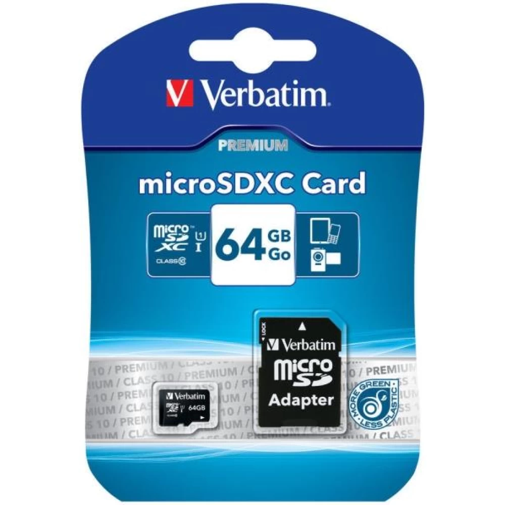 Κάρτα μνήμης Micro SD+adaptor verbatim SD-64GB/V 