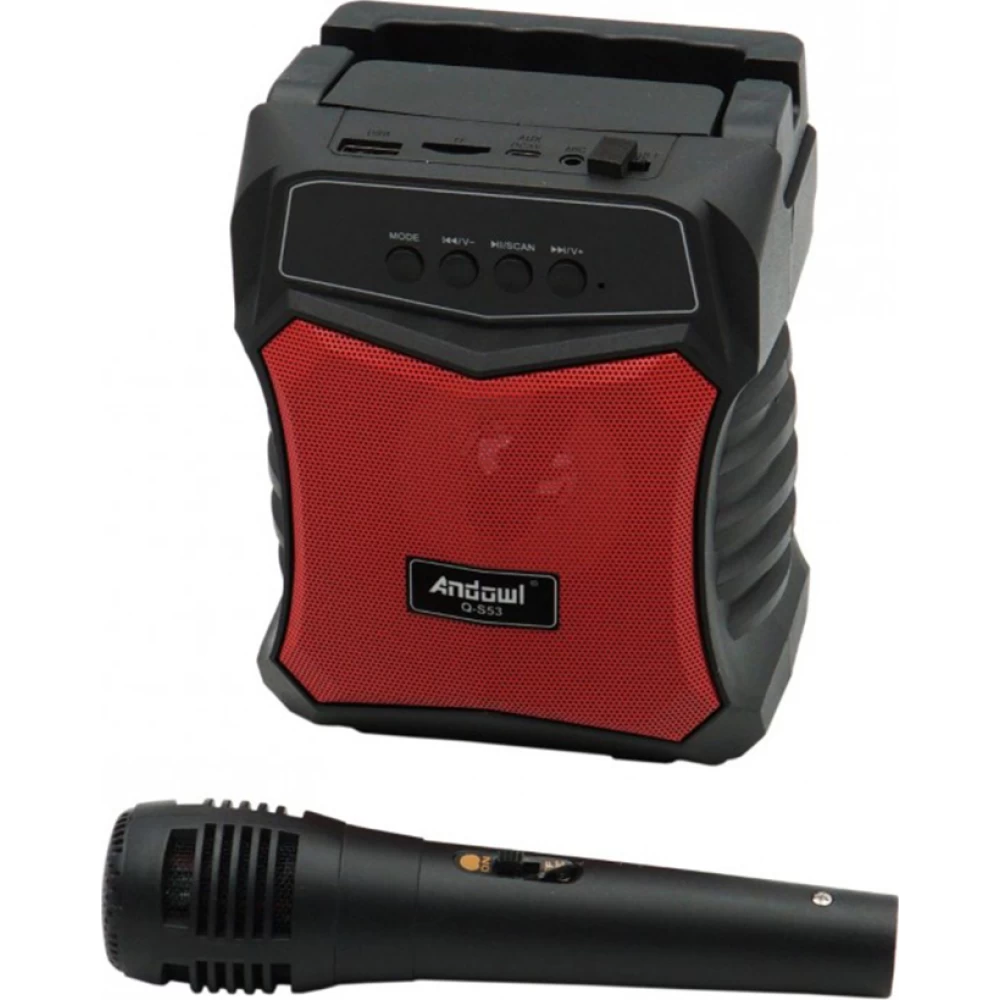 Σύστημα Karaoke με Ενσύρματo Μικρόφωνo andowl Q-S53 σε Κόκκινο Χρώμα