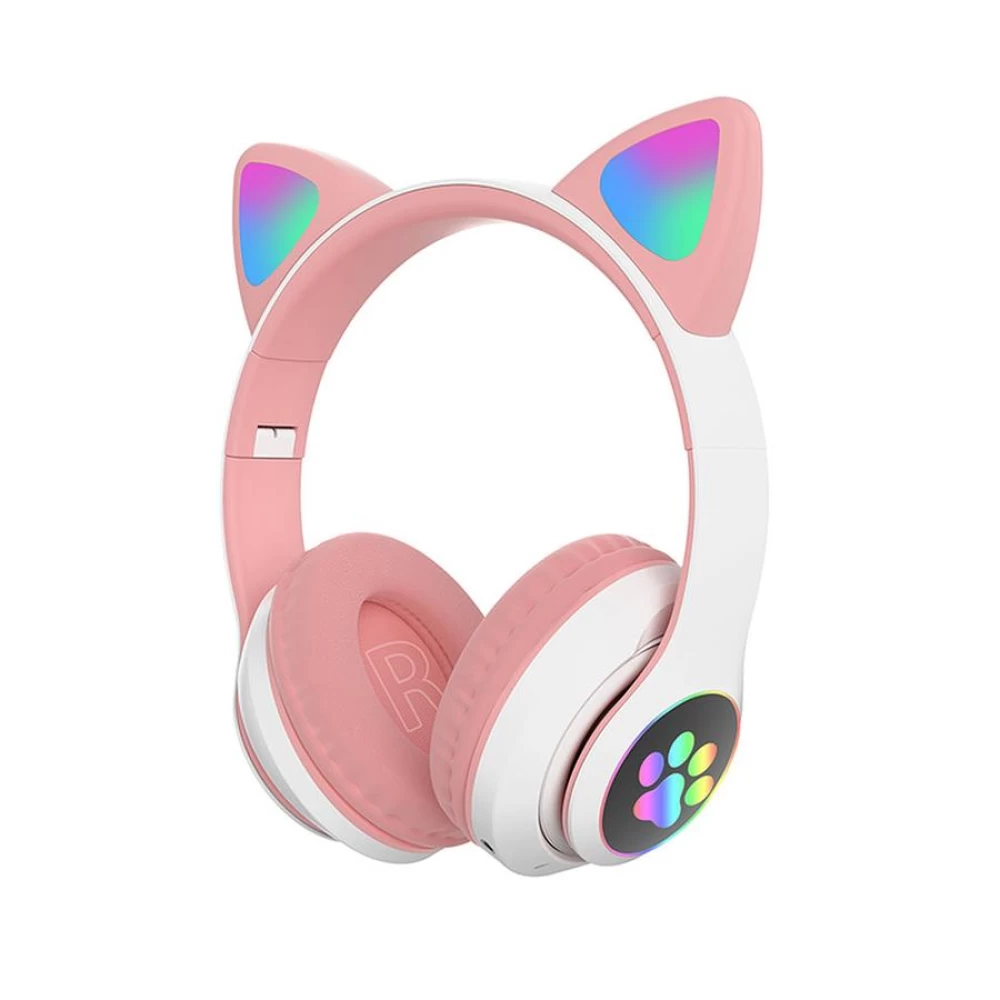 Ασύρματα Ακουστικά Bluetooth 5.0 παιδικά-εφηβικά Wireless cat ear stn-28 (pink)