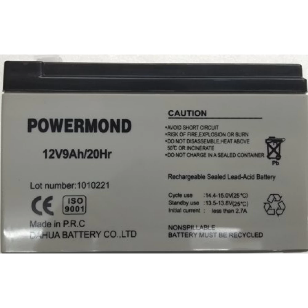 Μπαταρία 12V 9,0AH Φαρδής πόλος POWERMOND Επαναφορτιζόμενη Μολύβδου