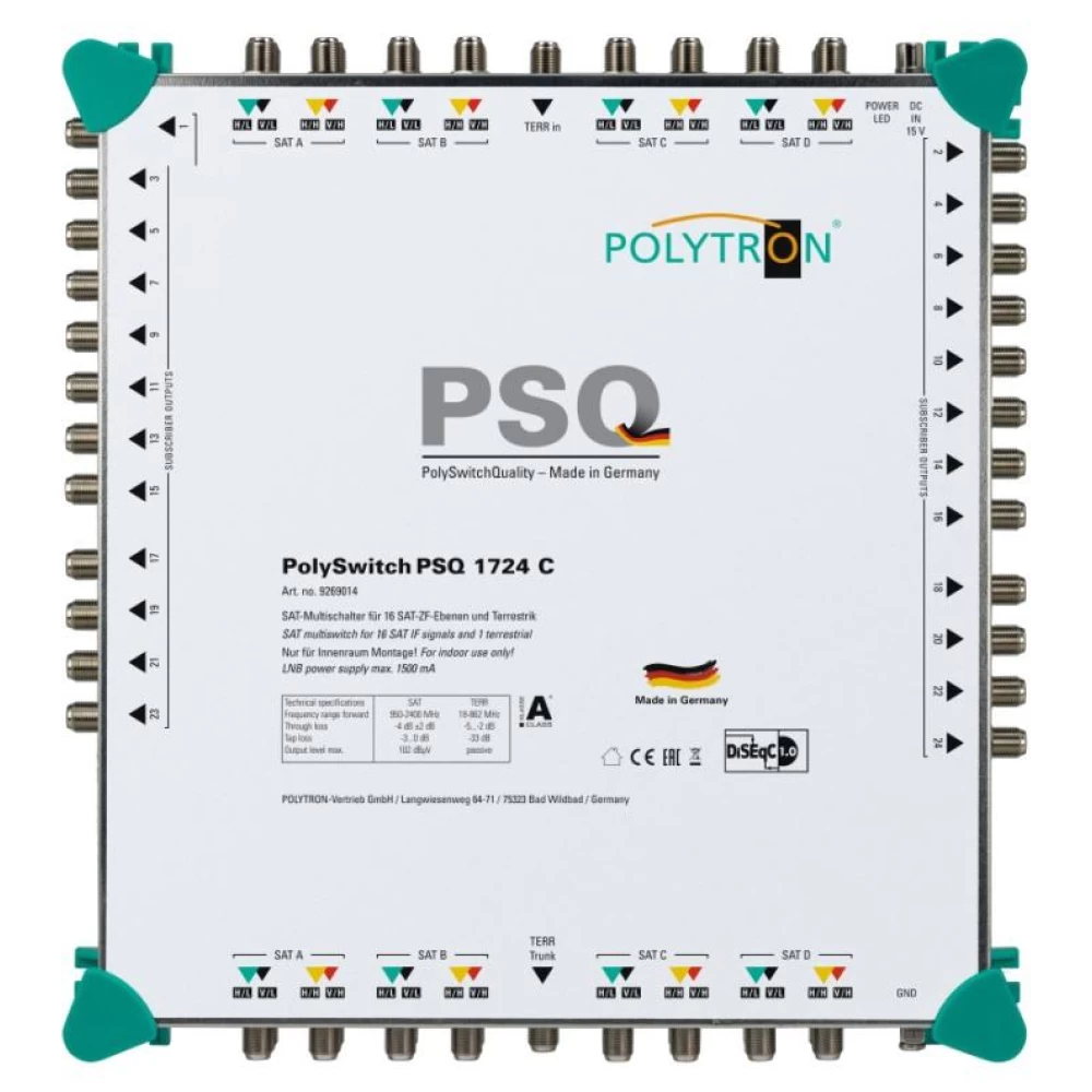 Επεκτεινόμενος Πολυδιακόπτης 17/ 24 (4 Δορυφόροι+ Επίγεια-24 Εξόδους)Polytron  PSQ 1724C 
