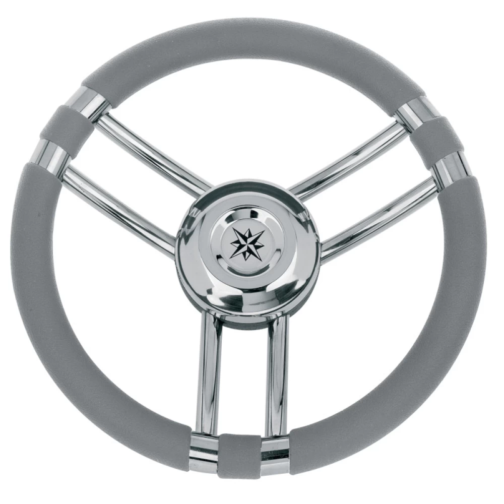Τιμόνι inox luxury 35cm γκρι(99748)