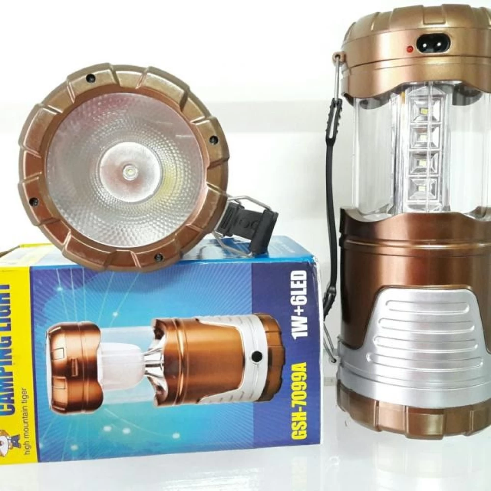 Φακός 1W & ηλιακή λάμπα camping 16 LED & powerbank GSH-7099
