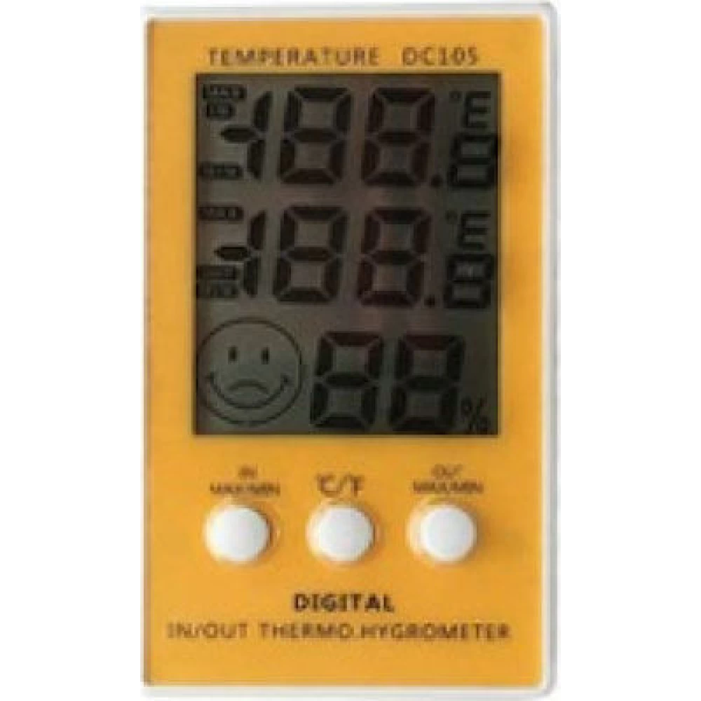 Θερμόμετρο - υγρόμετρο, ψηφιακό με αισθητήρα κίτρινο DC105 CHR