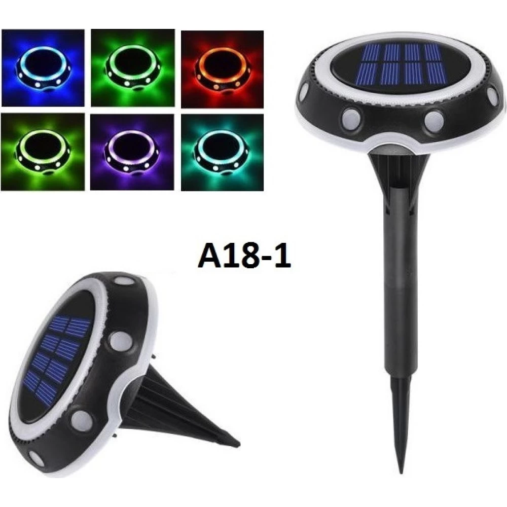 Ηλιακό Φωτιστικό IP44 με Αισθητήρα Φωτός RGB Μαύρο Χρώμα A18-1 Καρφωτό  04003RDL50BK