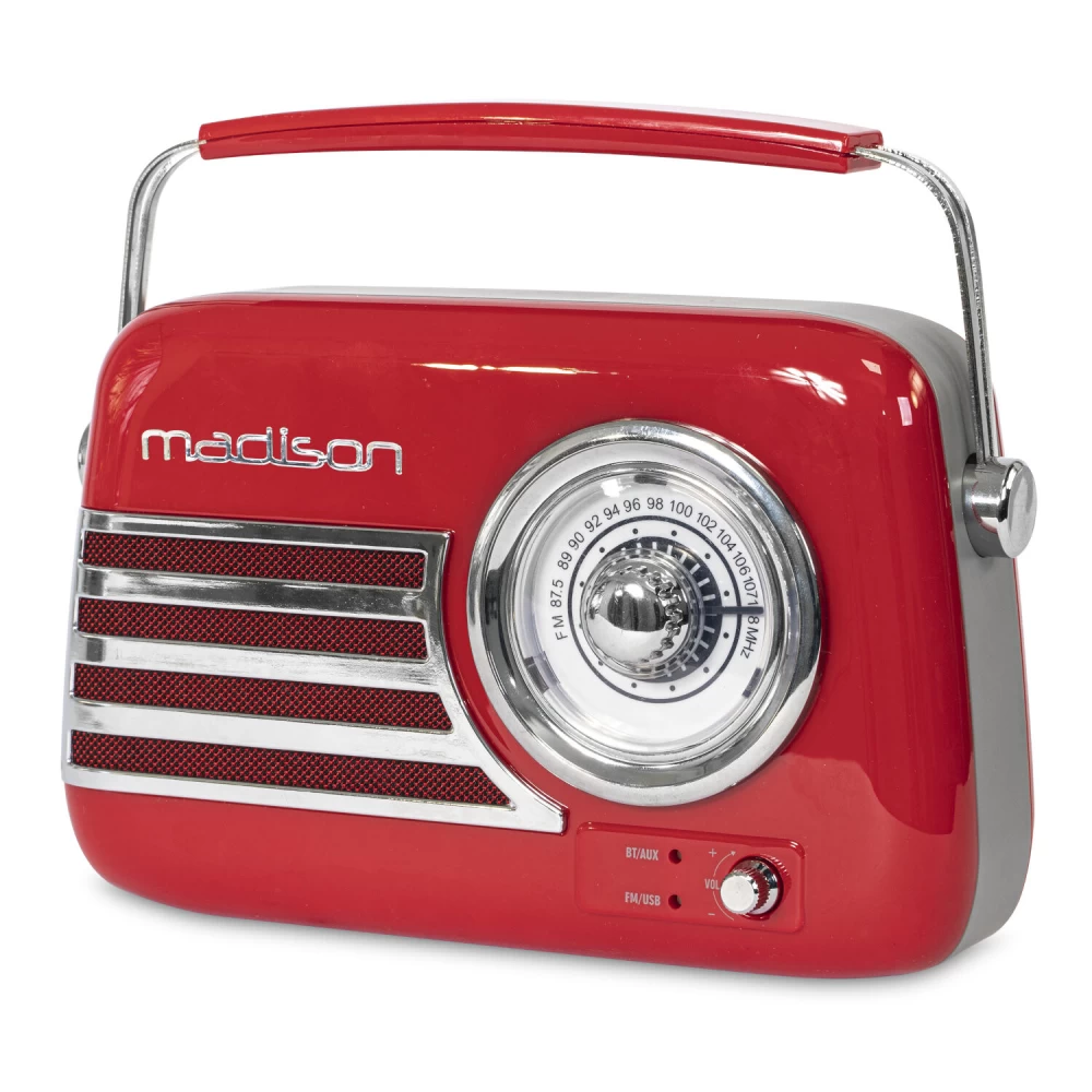 Φορητό Vintage ραδιόφωνο Bluetooth,Usb κόκκινο Madison FREESOUND-VR40R